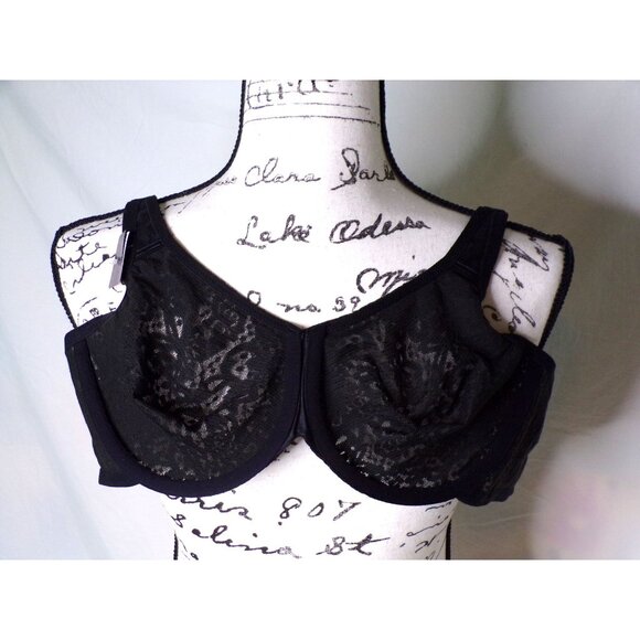 🆕 WACOAL Halo Lace Full Figure Underwire Unpadded Bra 38C Black #65547 - Picture 8 of 8
